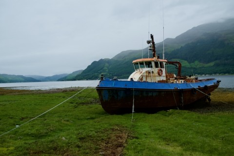Old boat, tied up