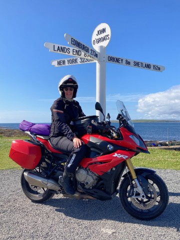 Me, sat on my motorbike, at John o' Groats