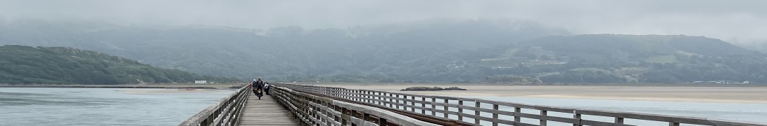 The Barmouth railway bridge, with a motorbike crossing